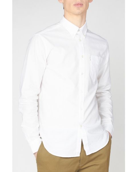 Ben Sherman Organic Oxford Long Sleeve Shirt White | Jean Scene