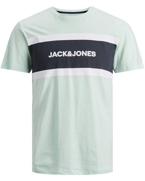 Jack & Jones Shake Print Crew Neck T-Shirt Bleached Aqua