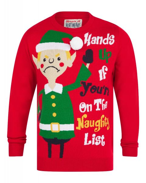 Christmas Jumper Hands Up George Red