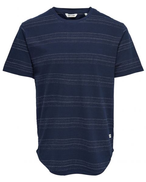 Only & Sons Dennis Longy Stripe Summer T-shirt Mood Indigo | Jean Scene