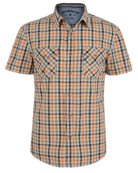 Esprit Slim Fit Short Sleeve Check Shirt Orange