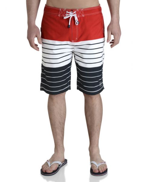 Smith & Jones Beach Swim Shorts & Flip Flop Set Stripe Red Image