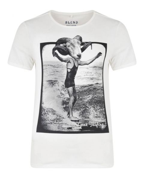 Blend Surf Beach Summer Print T-shirt Beige Cream Image