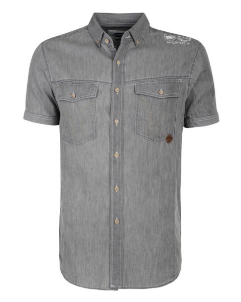 Smith & Jones Del Mar Denim Shirt Short Sleeve Dark Grey Image