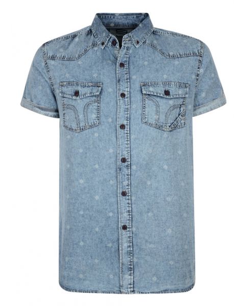 Smith & Jones Disclosure Denim Shirt Short Sleeve Light Blue Image