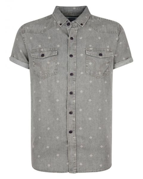 Smith & Jones Disclosure Denim Shirt Short Sleeve Light Grey Image