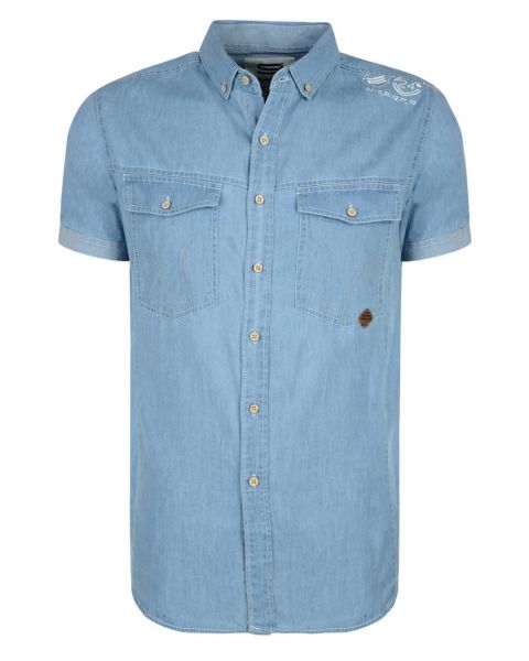 Smith & Jones Del Mar Denim Shirt Short Sleeve Light Blue Image