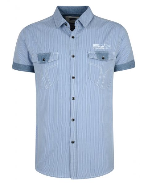 Smith & Jones Thornbury Stripe Shirt Short Sleeve Illusion Blue Image