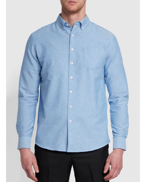 Farah Drayton Oxford Long Sleeve Shirt Regatta Blue Blue