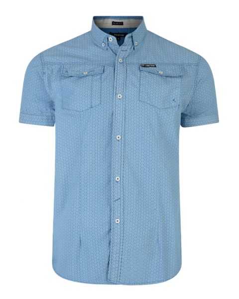 Firetrap Gorst Pattern Shirt Short Sleeve Vallarta Blue | Jean Scene