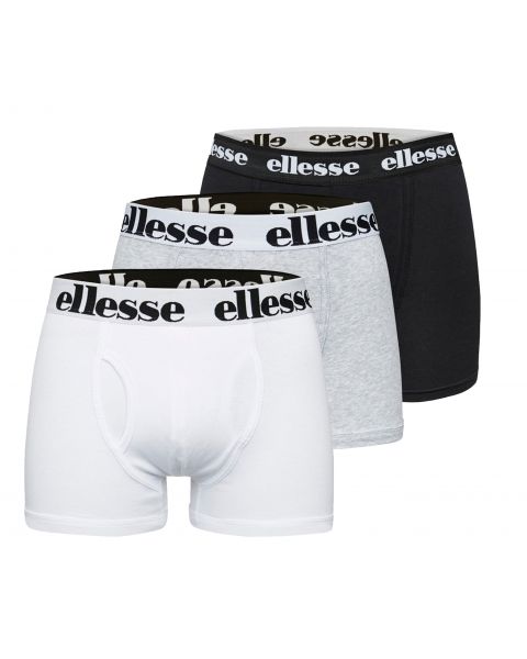 Ellesse Men's Hali Boxer Shorts 3 Pack Black/Grey/White | Jean Scene