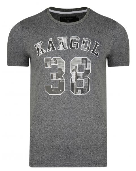 Kangol Rocka Crew Neck Cotton Logo T-shirt Charcoal | Jean Scene