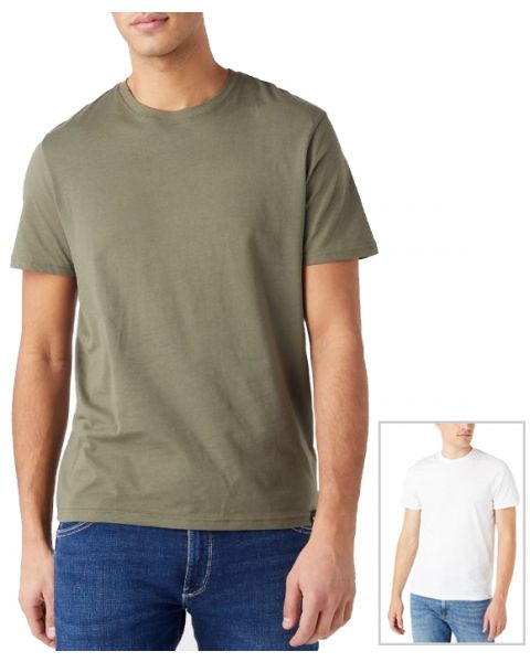 Wrangler 2 Pack Short Sleeve T-Shirt Dusty Olive | Jean Scene