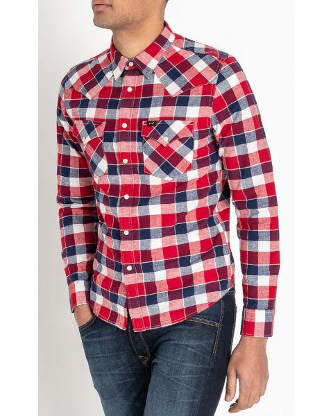 Lee Casual Check Long Sleeve Shirt Bright Red
