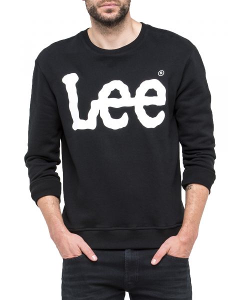 Lee Crew Neck Logo Sweatshirt Black | Jean Scene