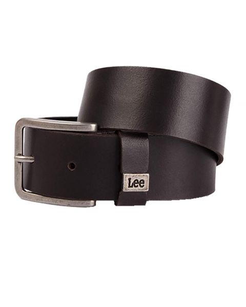 Lee Leather Small Logo Belt Dark Brown