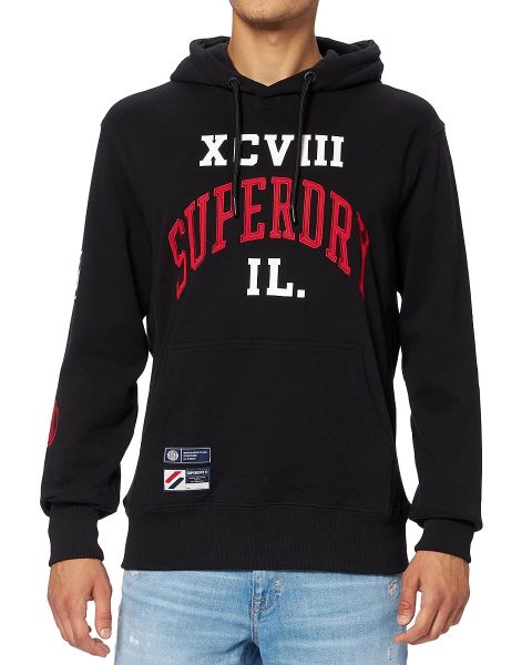 Superdry Varsity Arch Hooded Sweatshirts Black | Jean Scene