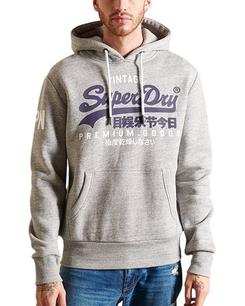 Superdry Vintage Logo Hooded Sweatshirts Grey Marl | Jean Scene
