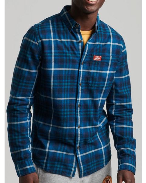Superdry Herritage Lumberjack Long Sleeve Shirt Albion Check Blue