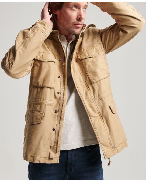 Superdry Vintage Field Borg Lined M65 Military Jacket Classic Tan Brown | Jean Scene