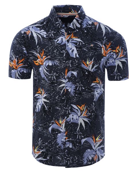 Soulstar Print Hawaiian Bravo Shirt Short Sleeve Black | Jean Scene