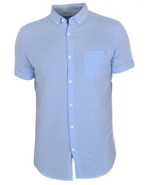 Soulstar Casual Pastel Plain Shirt Short Sleeve Blue | Jean Scene