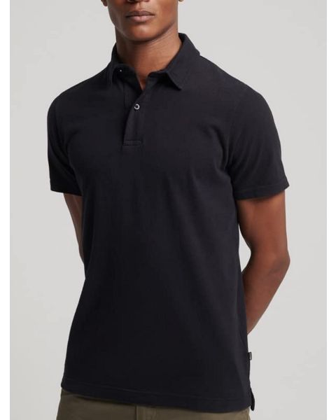 Superdry Studios Plain Jersey Polo Shirt Black