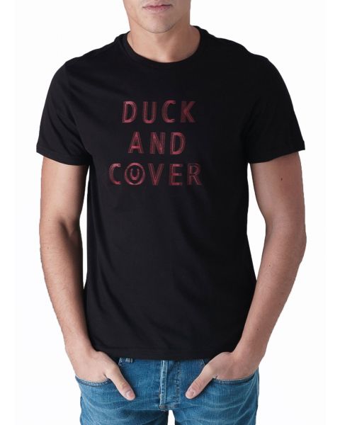Duck and Cover Crew Neck Simpson Logo Print T-shirt Black | Jean Scene
