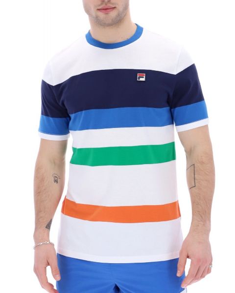 Fila Slitter Logo Crew Neck T-Shirt White/Navy/Blue