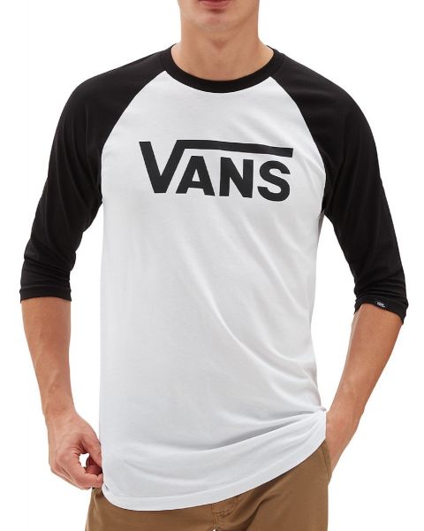 VANS Classic Logo Long Sleeve Raglan Top White/Black