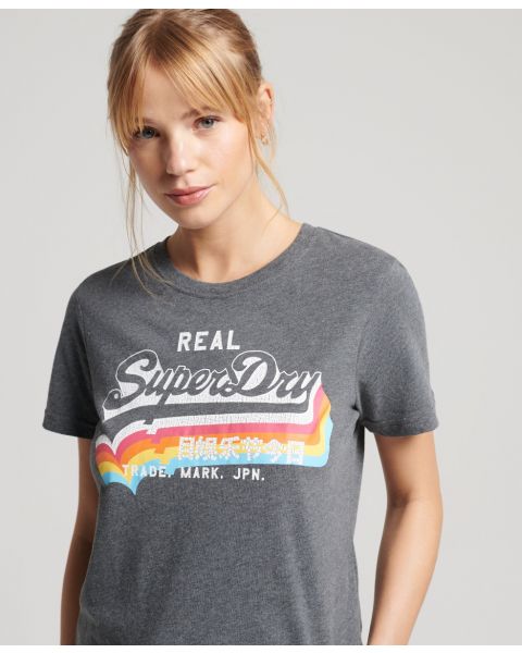 Superdry Womens Vintage Logo T-Shirt Charcoal