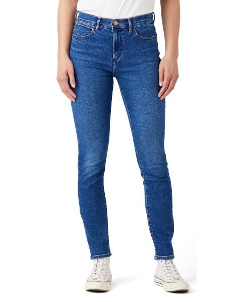 Wrangler Ladies High Rise Skinny Stretch Denim Jeans Camellia | Jean Scene