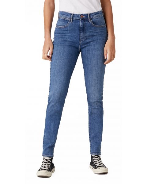 Wrangler High Rise Women's Skinny Stretch Jeans Wonder Blue | Jean Scene