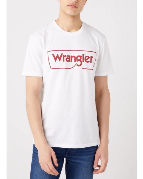 Wrangler Frame Logo Crew Neck T-Shirt White | Jean Scene